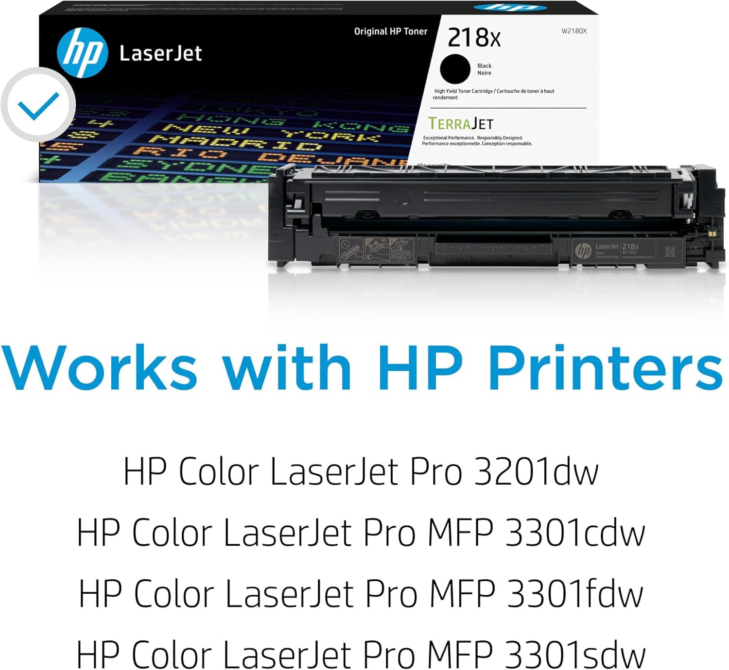 HP black W2180X cartridge close-up showing durable build and consistent text