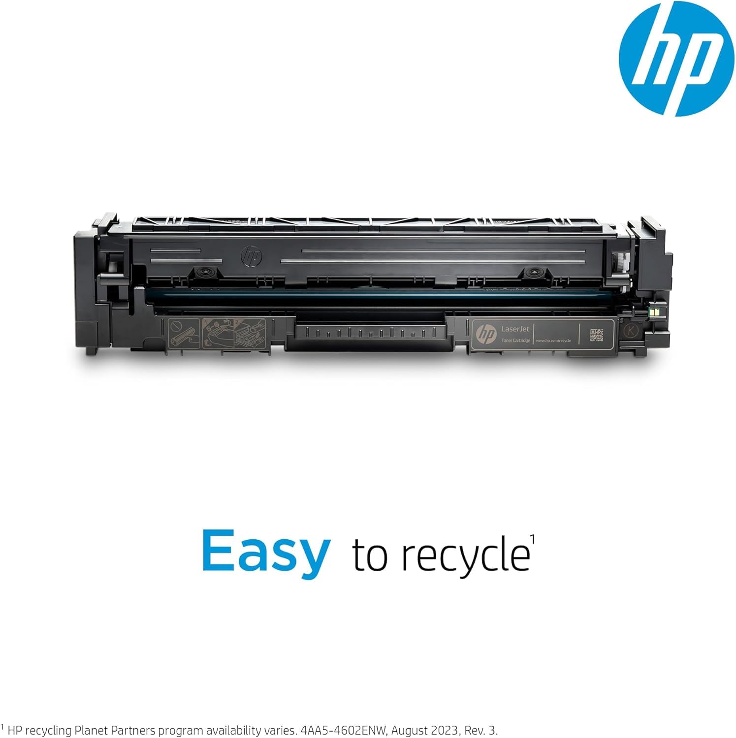 HP recycling and eco symbols on packaging signaling sustainable disposal options