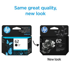 HP 62 black cartridge top label with model C2P04AN for quick identification