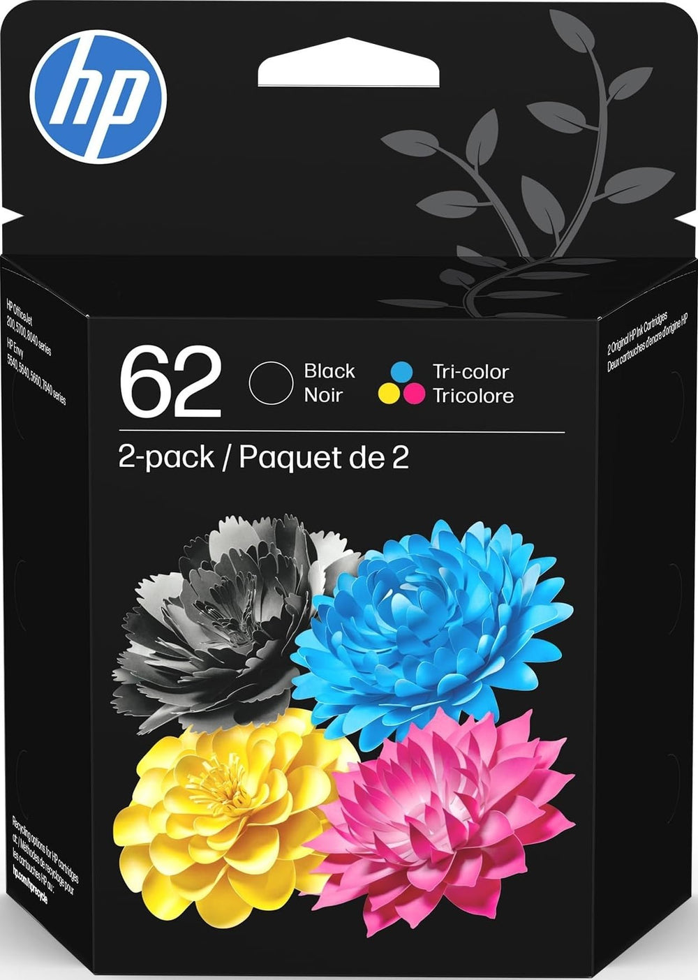 HP cartridge front packaging showing model and easy identification benefit