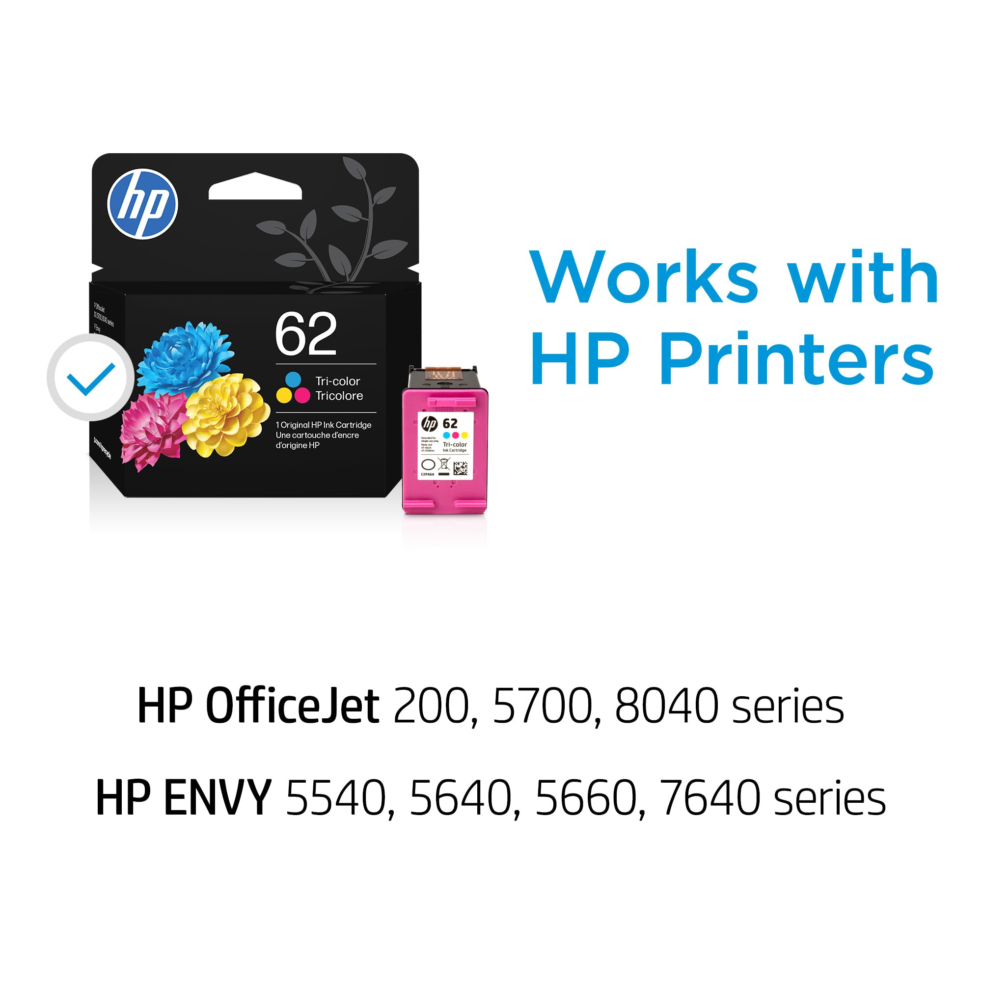 HP 62 installed in printer delivering reliable everyday printing