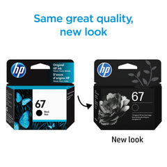 HP 67 side label showing model number and printer compatibility clearly