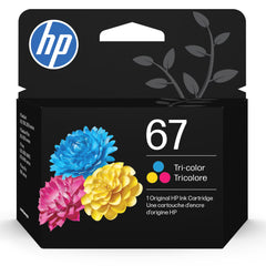 HP 67 tri-color front packaging showing clear product branding and easy identification