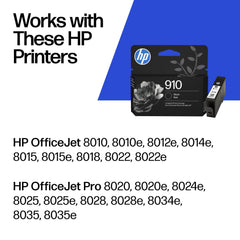 HP 910 black cartridge close-up of nozzle and chip for reliable prints