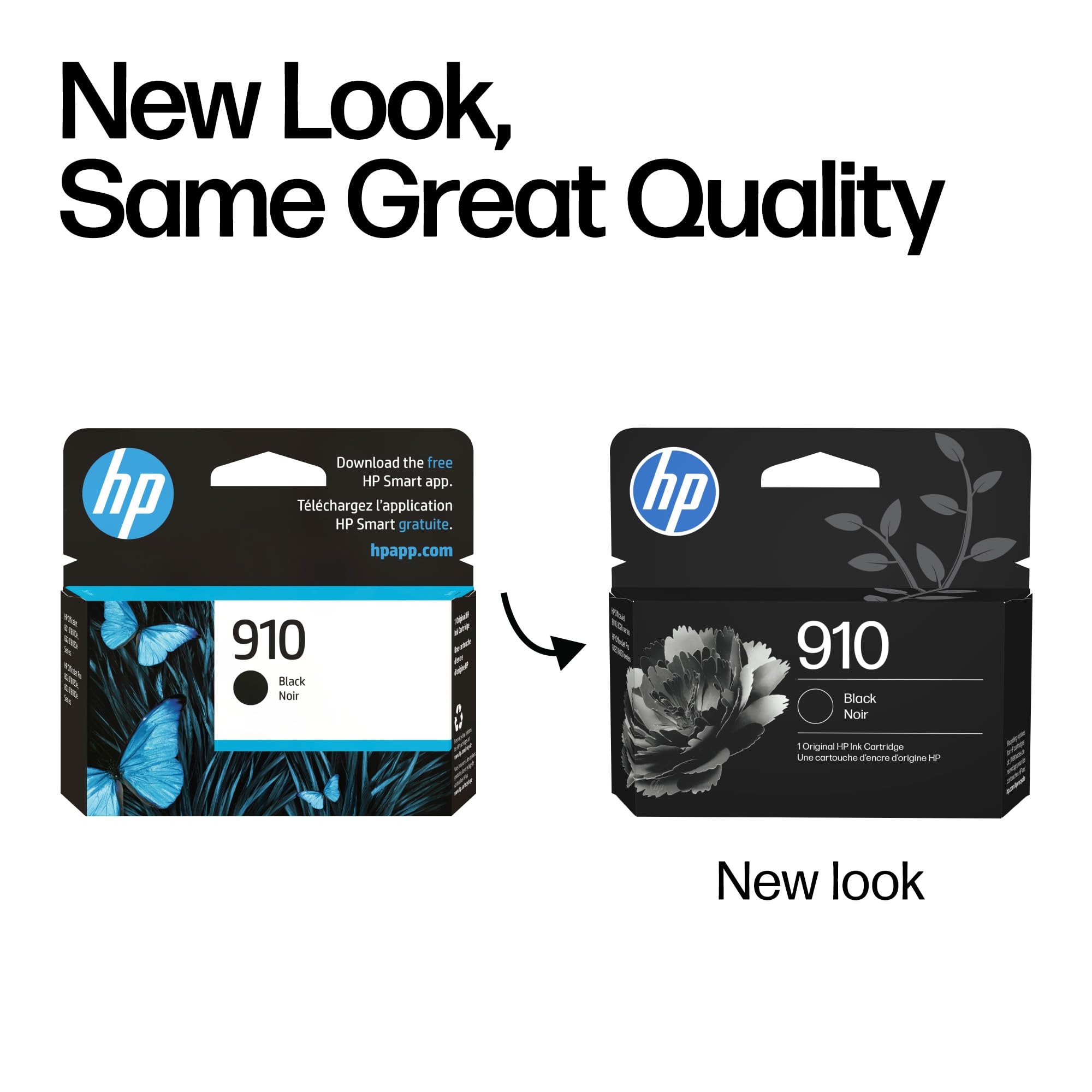 HP 910 black cartridge inserted in OfficeJet printer demonstrating easy installation