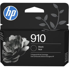 HP 910 black front packaging showing product and compatibility benefits