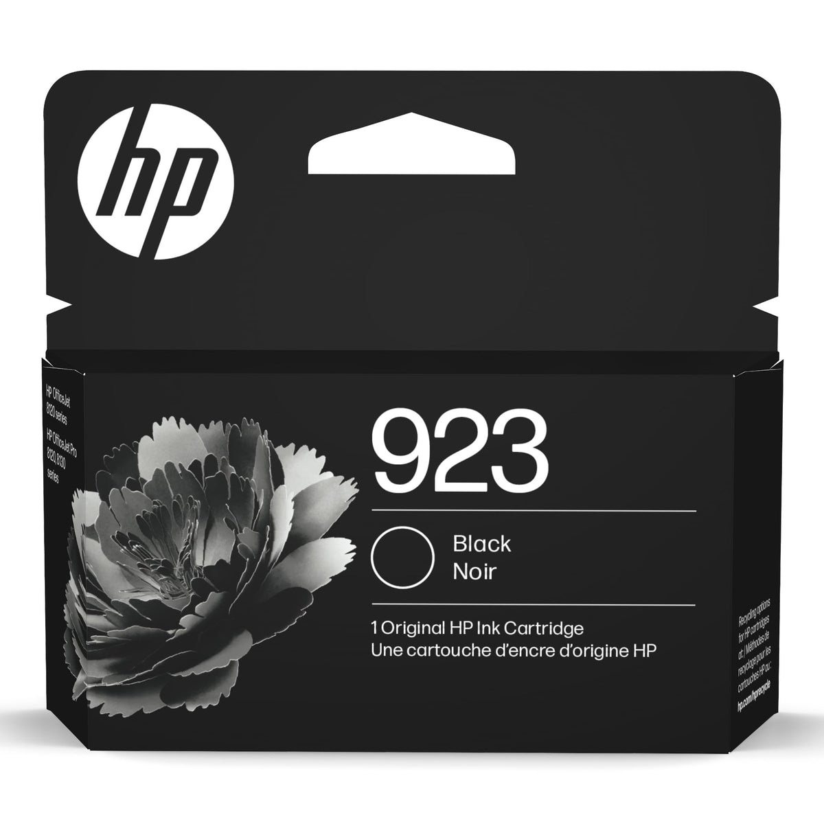 HP 923 front packaging showing cartridge and branding for quick identification and confidence