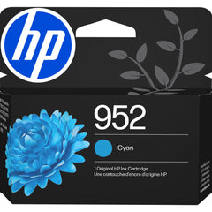 HP 952 cyan front packaging showing cartridge and model L0S49AN for accurate purchase