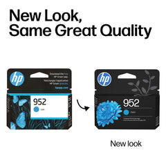 HP 952 cyan cartridge installed in printer slot enabling reliable, ready-to-print color