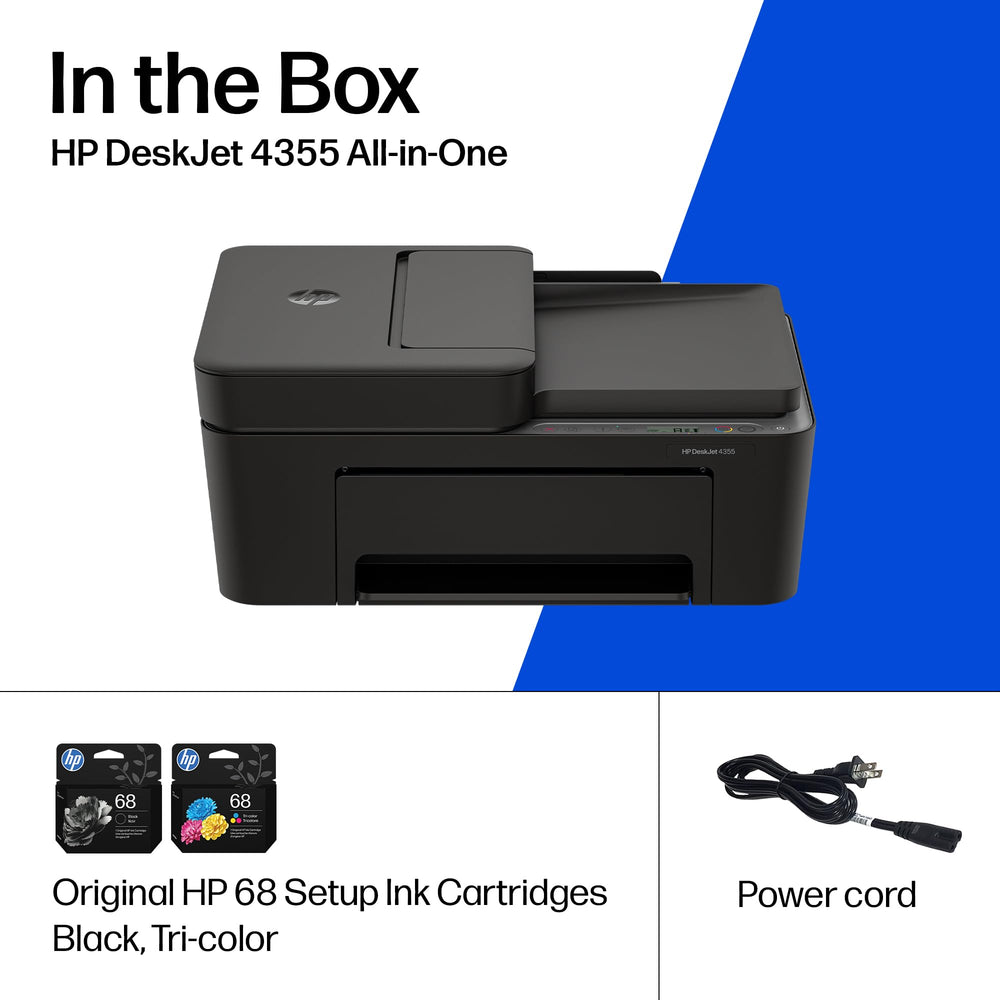 HP DeskJet 4355 rear ports and Wi‑Fi indicator showing connectivity reliability