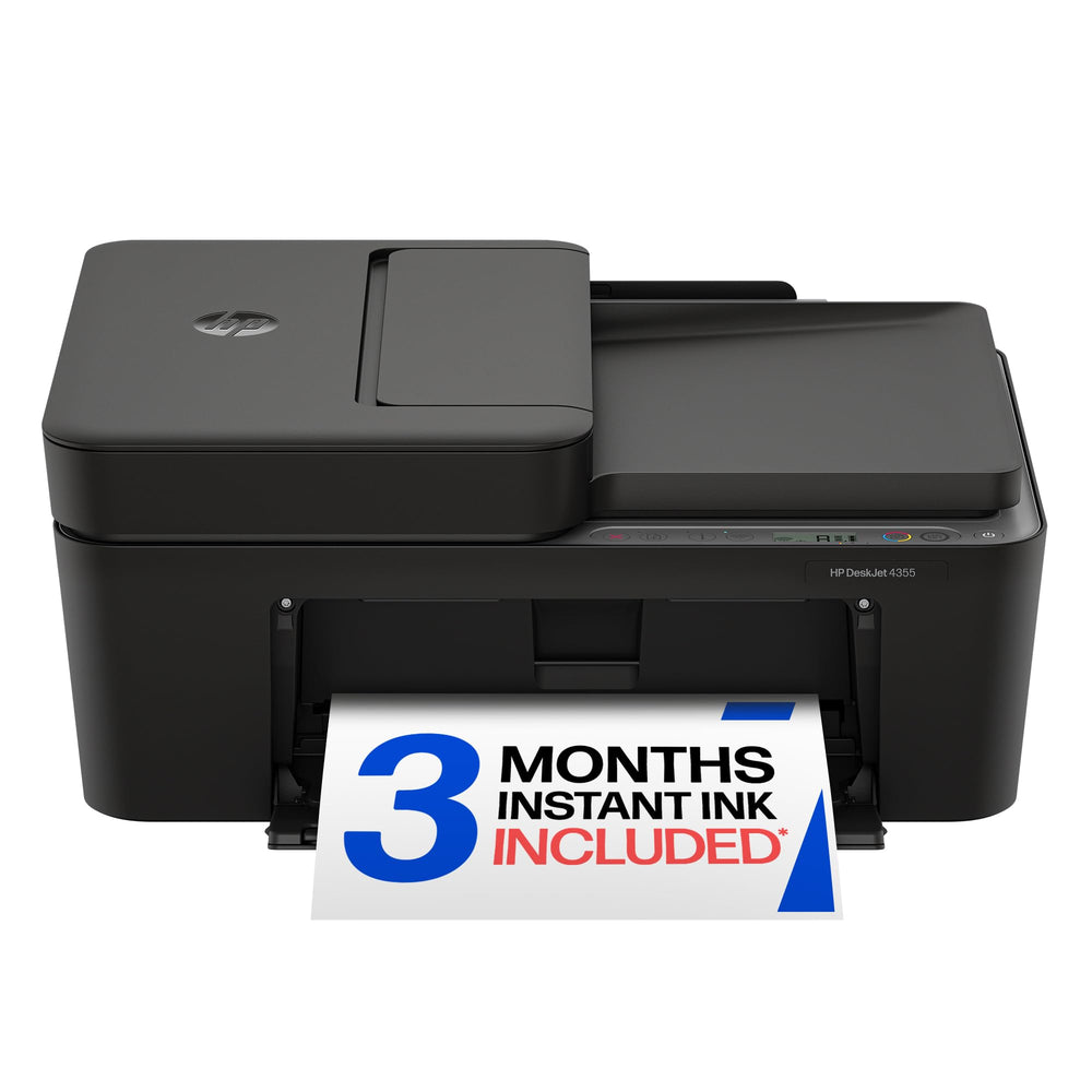 HP DeskJet 4355 front view showing compact footprint and color output benefits