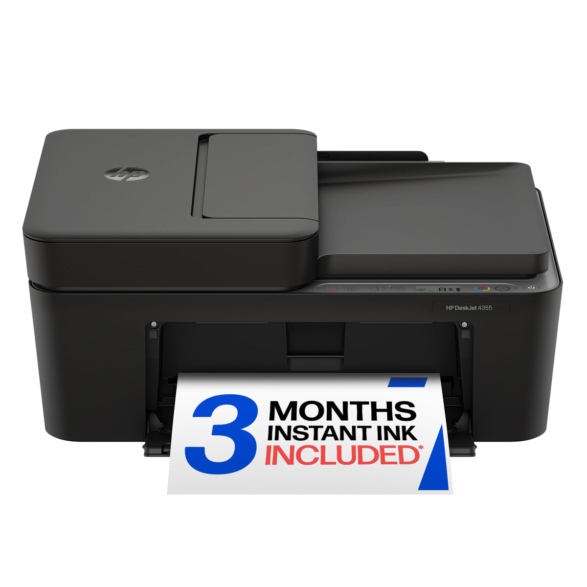HP DeskJet 4355 front view showing compact footprint and color output benefits