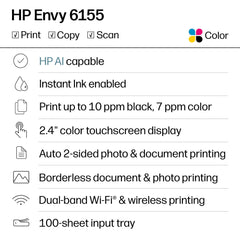 HP Envy 6155 2.4-inch touchscreen close-up for easy navigation and quick control