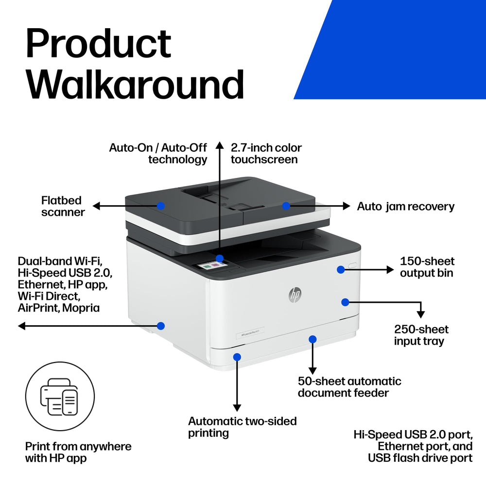 HP LaserJet Pro 3101sdw automatic document feeder enabling quick multi-page scans