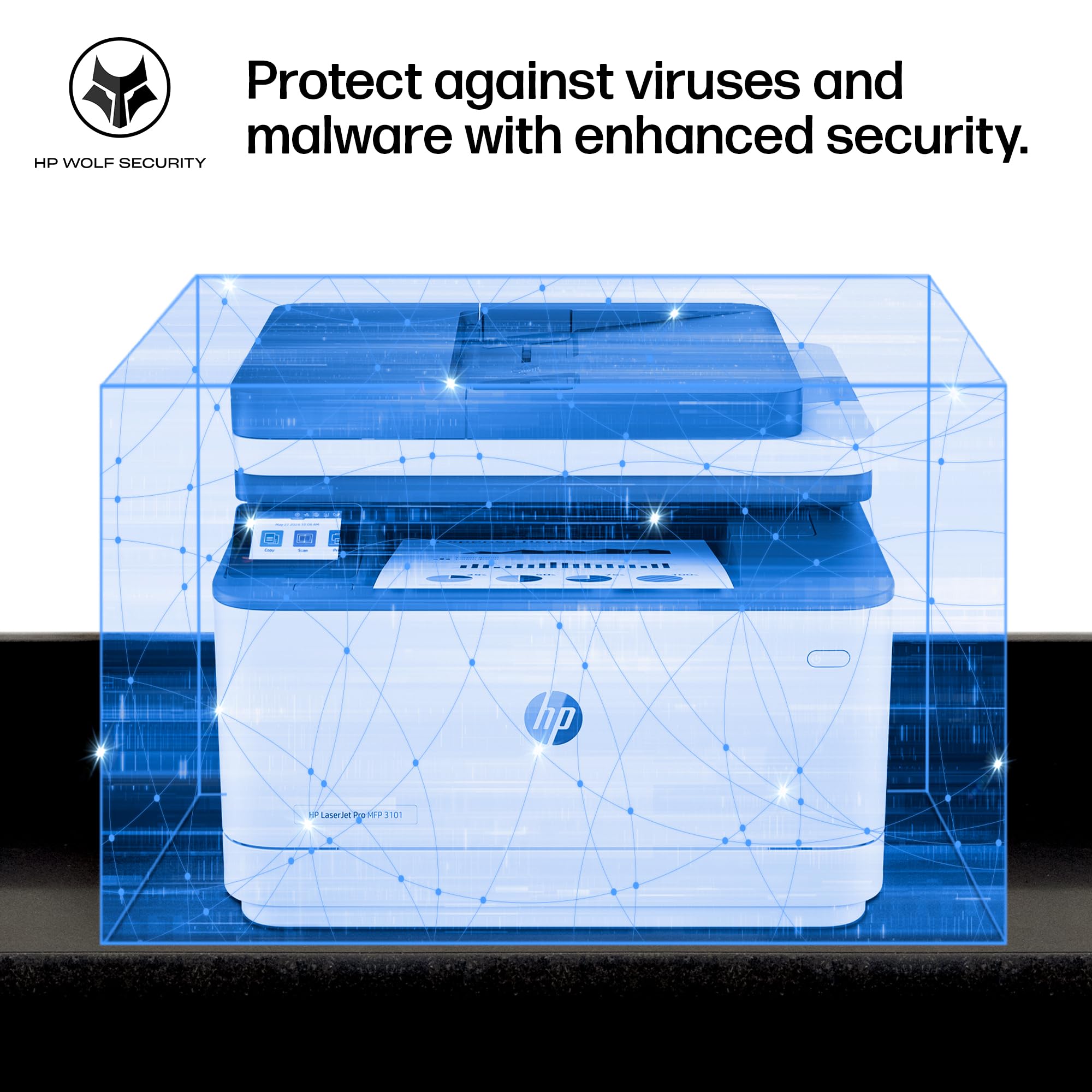 HP LaserJet Pro 3101sdw network wifi icon display indicating dependable wireless connection