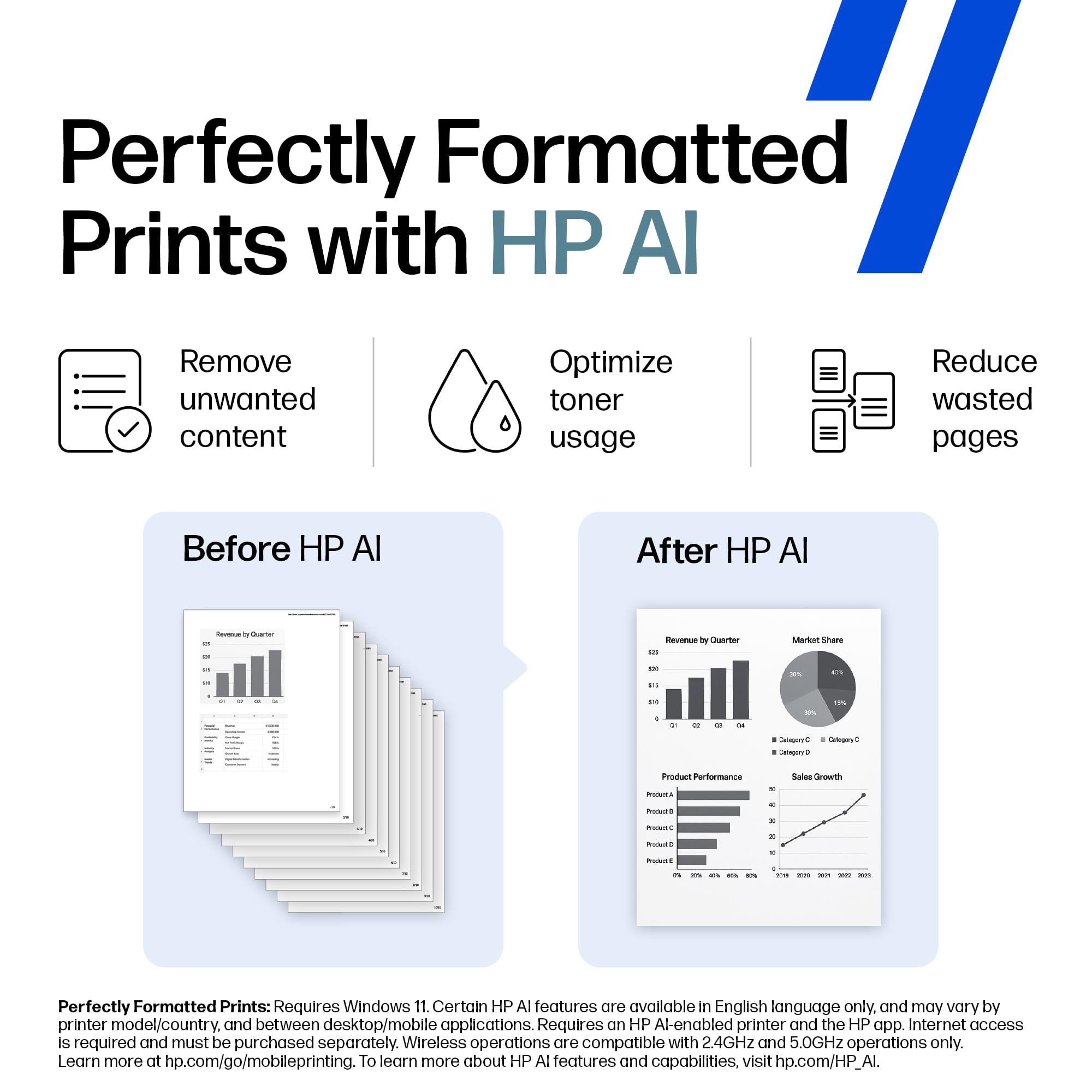 HP auto document feeder loaded with pages for hands-free scanning and copying benefit