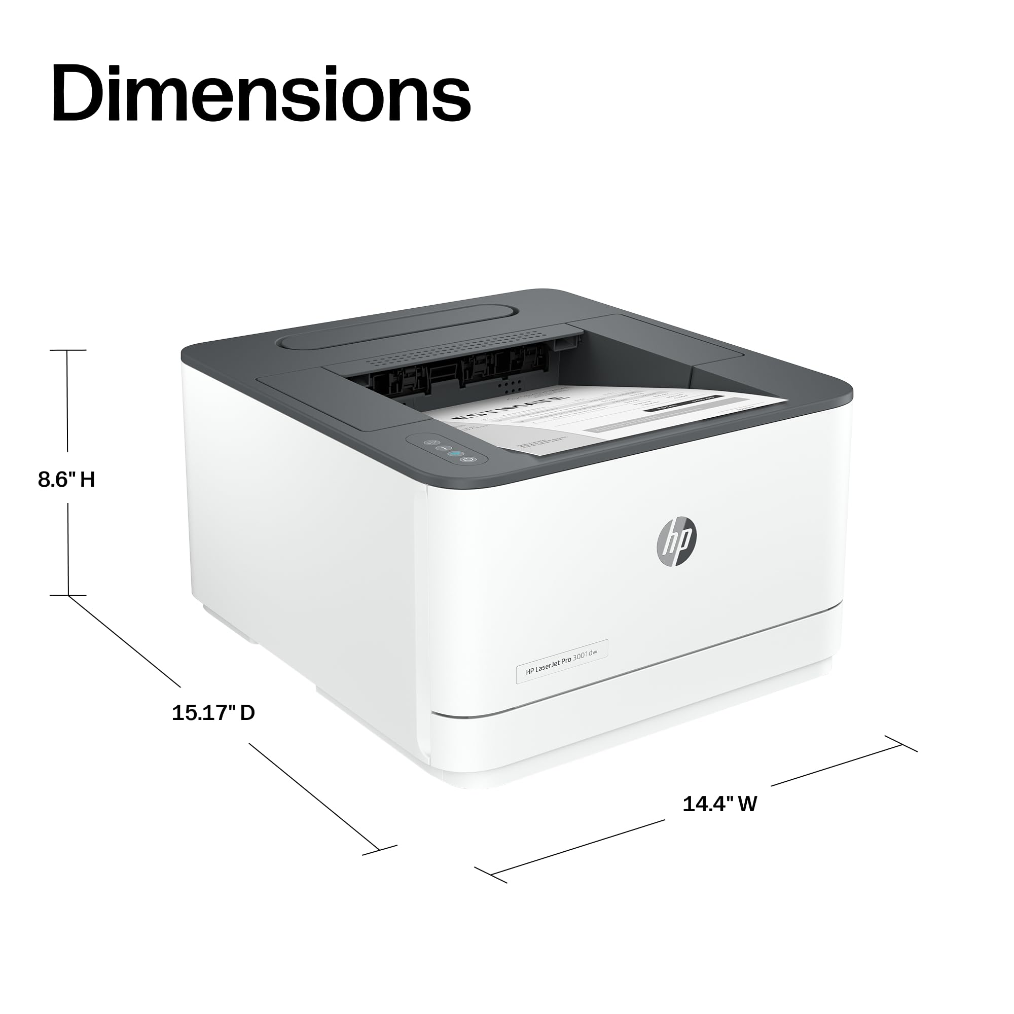 HP LaserJet Pro 3001dw connectivity ports view showing Ethernet and USB access for reliability
