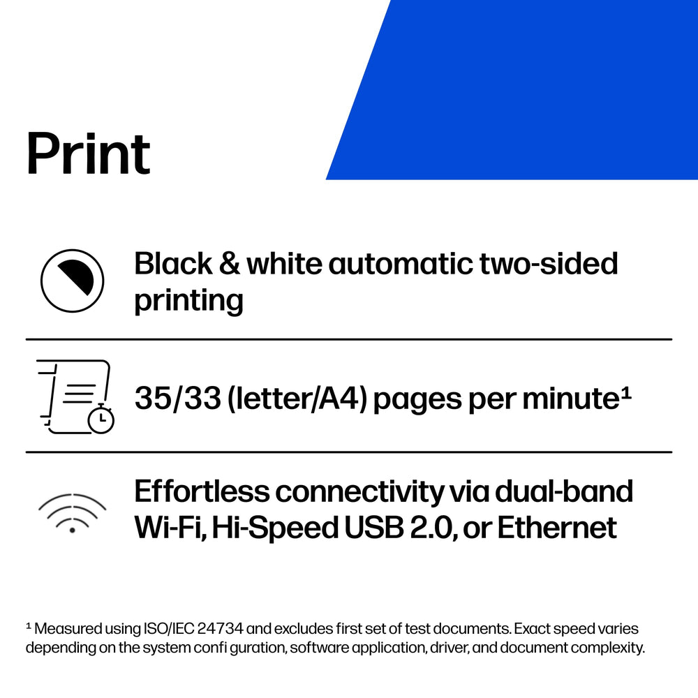 HP LaserJet Pro 3001dw control panel closeup with display, enabling quick shortcuts