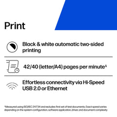 HP LaserJet Pro 4001dn control panel closeup showing easy setup and quick access benefit