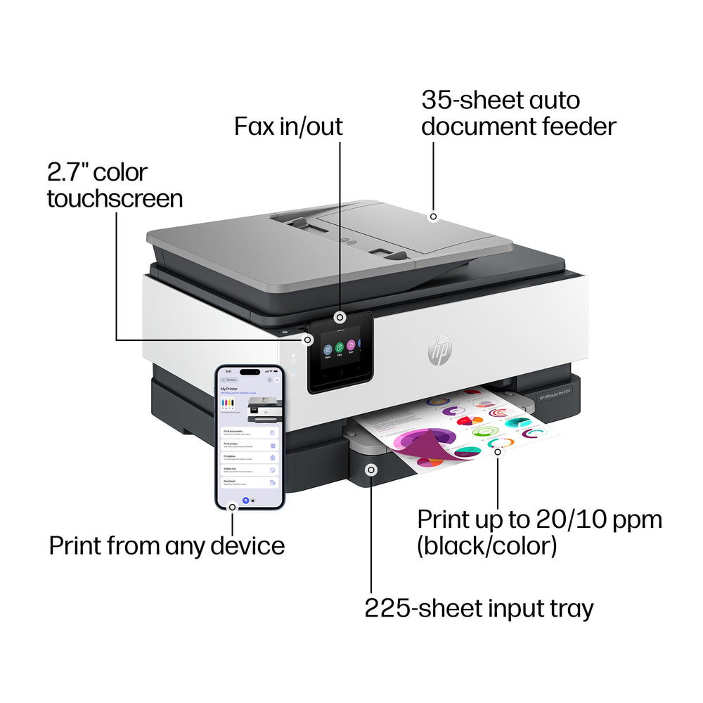 HP side ports visible for wired connectivity and convenient access