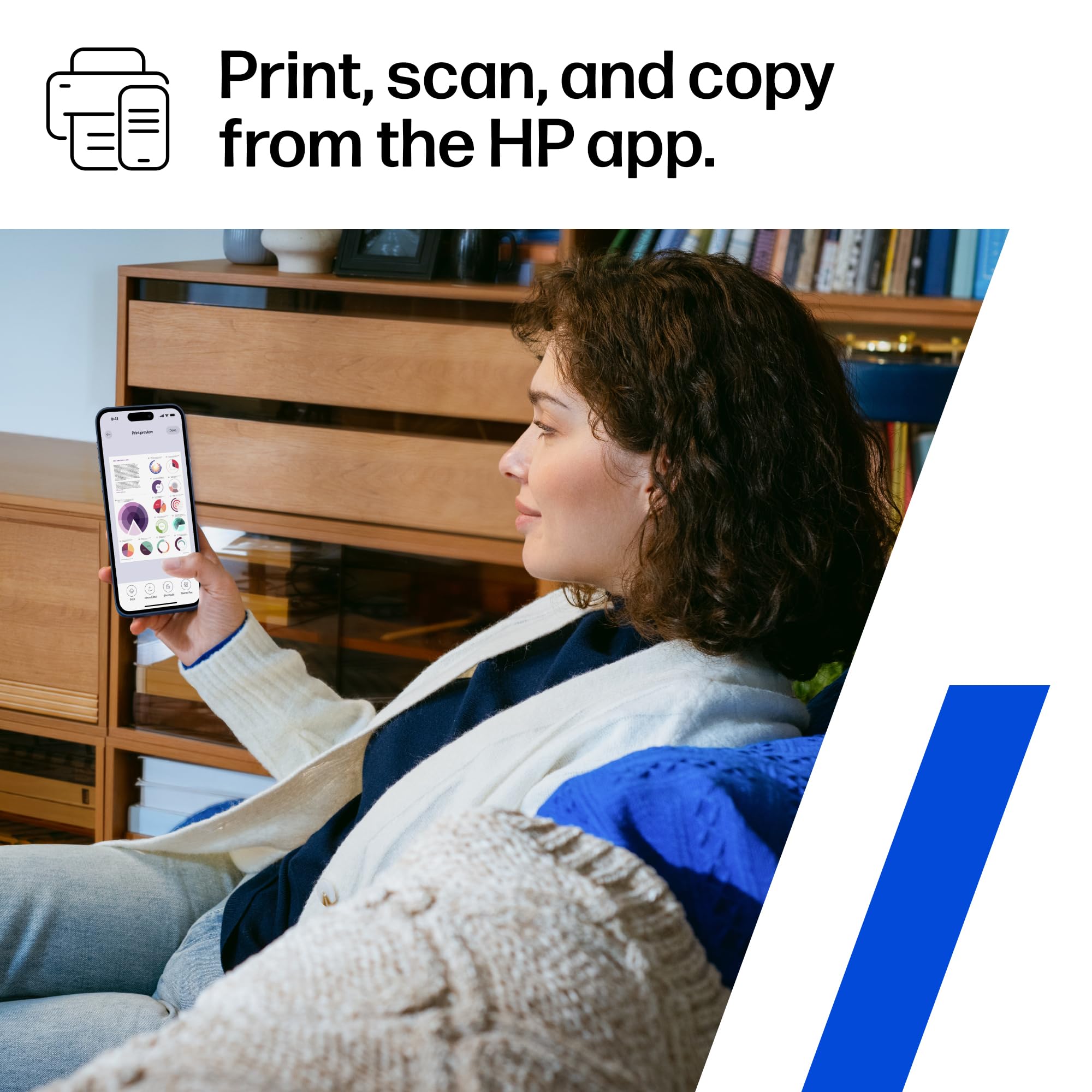 HP OfficeJet Pro 9730 recycled plastic badge highlighting sustainable design using recycled content