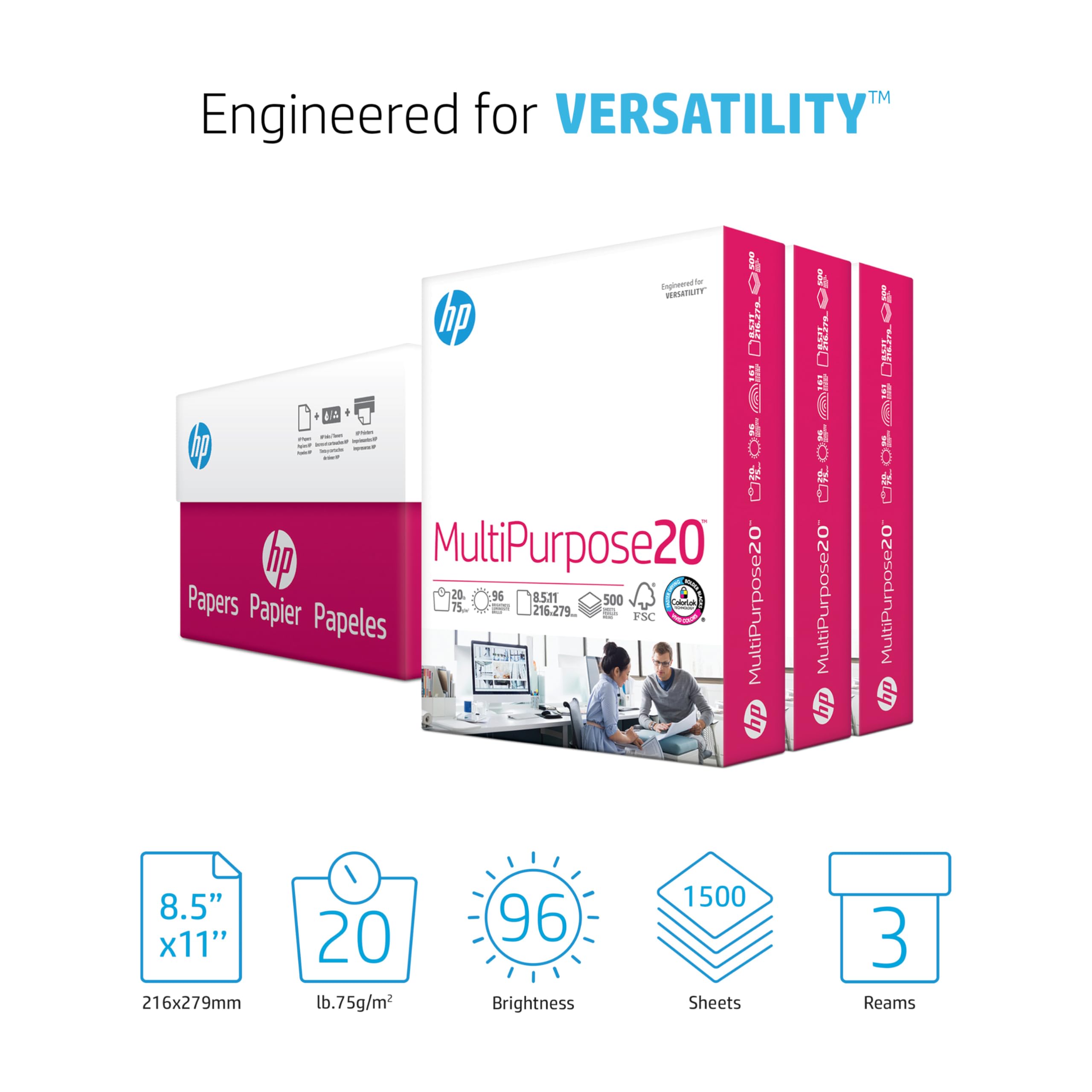 HP Papers close-up texture highlighting smooth finish for crisp printing and ink adhesion
