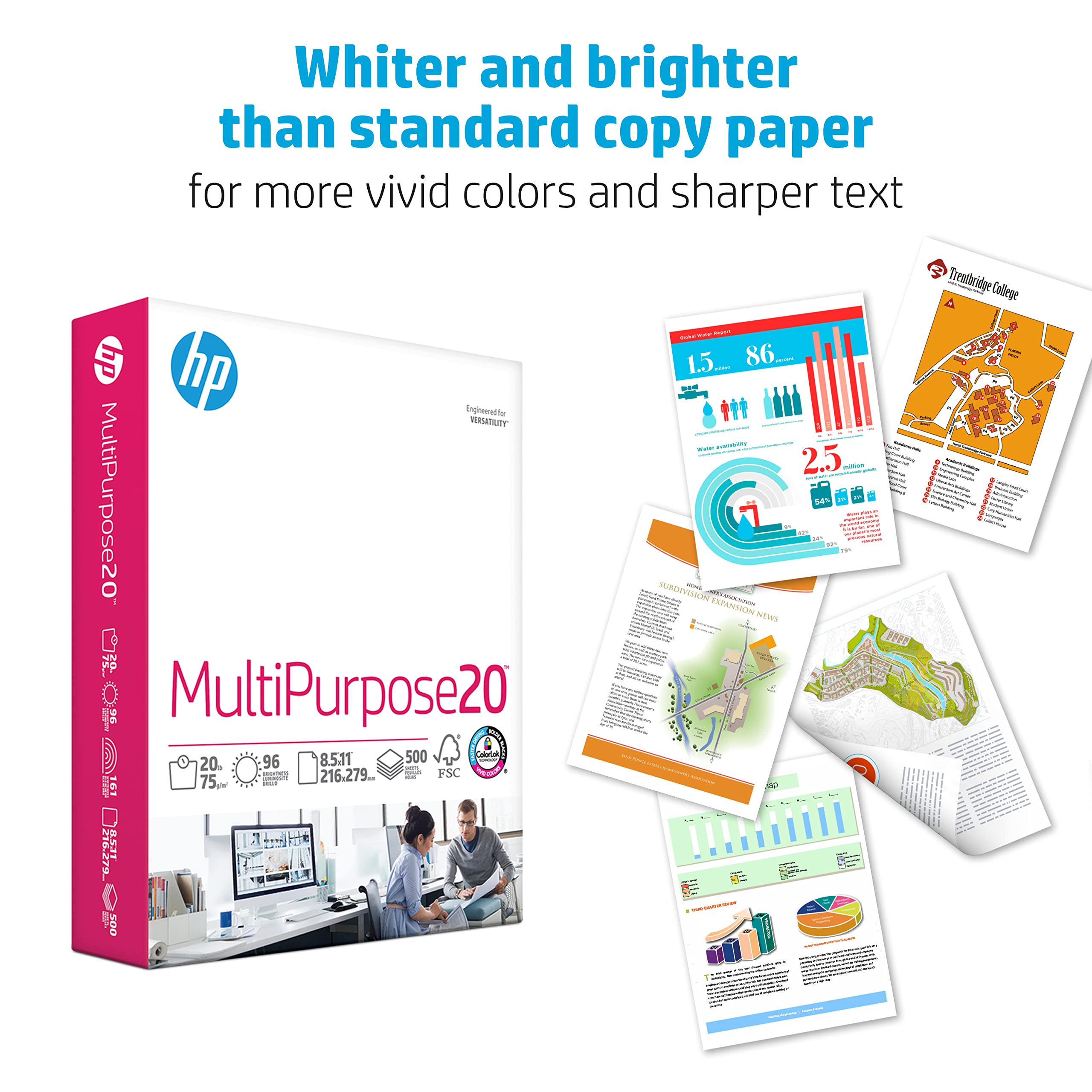 HP Papers loaded in a printer demonstrating compatibility and jam-resistant feeding