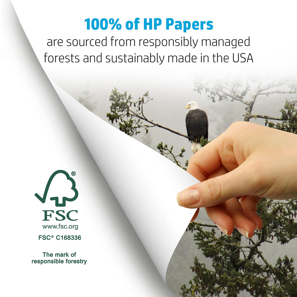 HP Papers on office desk with laptop showing professional presentation benefit