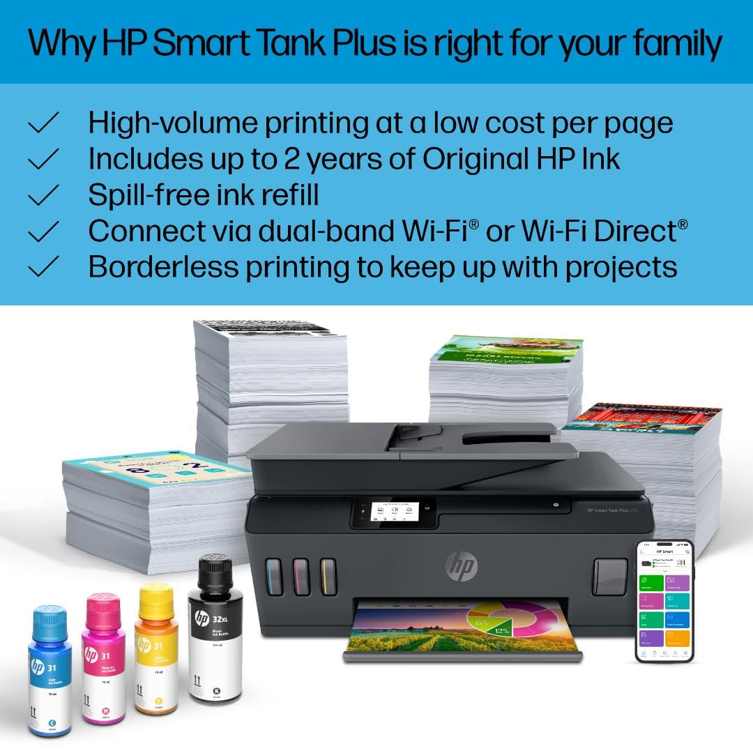 HP Smart Tank Plus 570 printing from smartphone using HP Smart app for seamless mobile printing