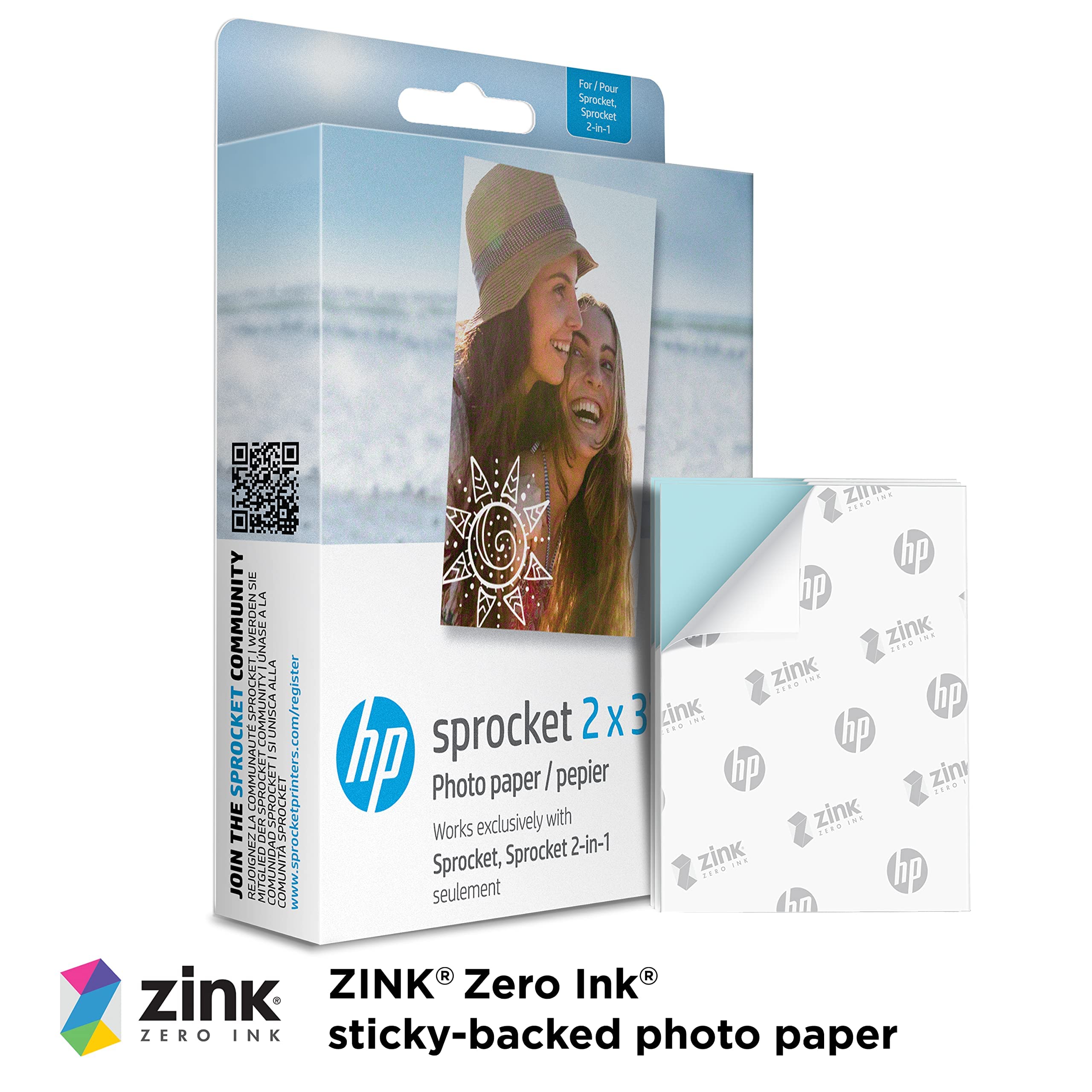 HP Sprocket close-up of ZINK paper texture and glossy finish highlighting vibrant color reproduction