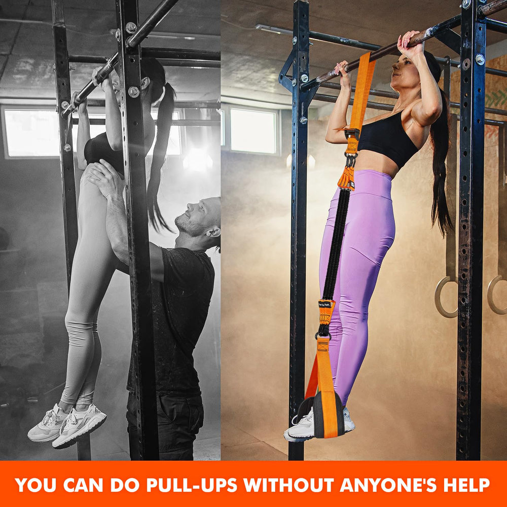 HPYGN in-use on doorway bar illustrating easy attachment and safer pull-ups