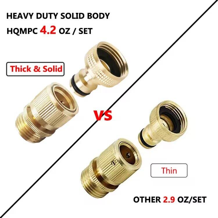 HQMPC connector on hose end showing tight connection and steady flow benefit