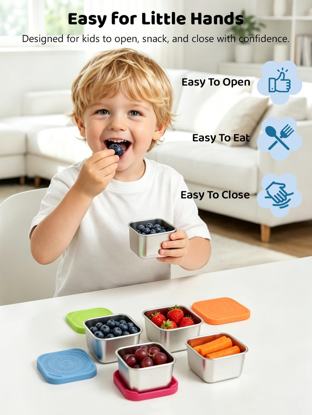 HTEVW close-up of soft silicone lid demonstrating easy-open benefit for kids