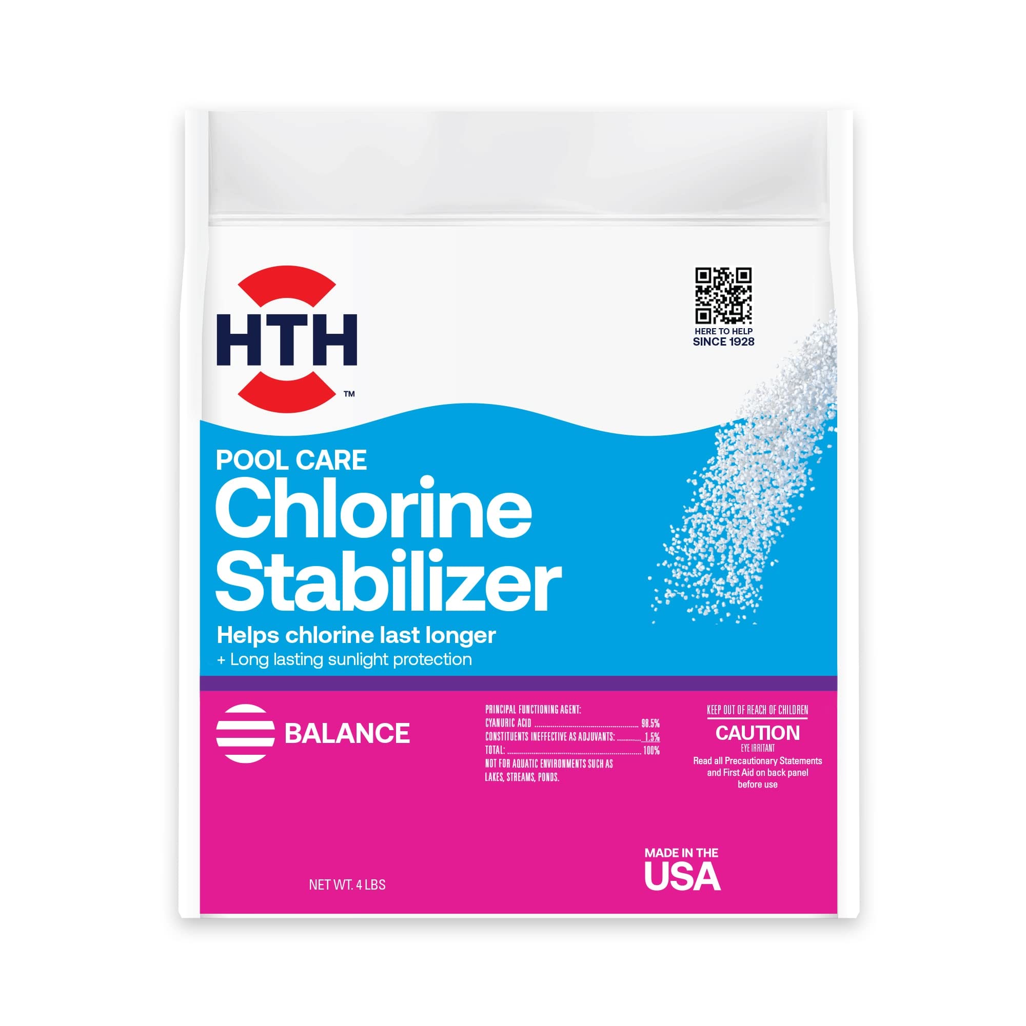 HTH front packaging showing product name and 4 lb size for clear identification and convenience