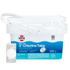HTH front packaging showing 5 lb container and product benefits