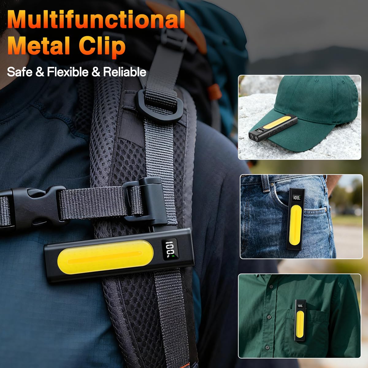 Huccbs detachable clip attached to pocket for convenient carry