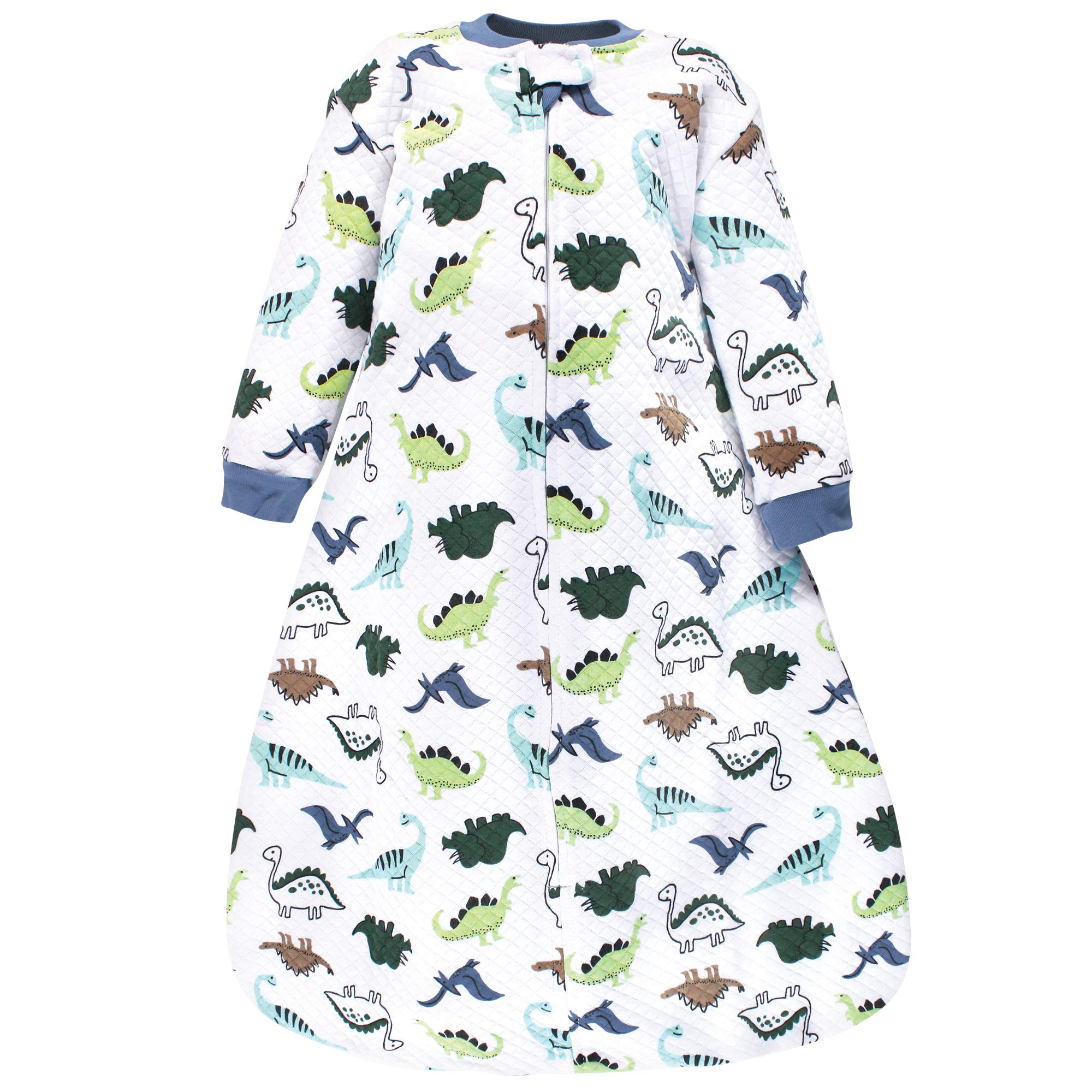 Hudson Baby dinosaurs sleep sack front view showing cozy fit and playful print