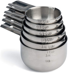 Hudson Essentials measuring cups front view showing the complete six-piece set and durability benefit