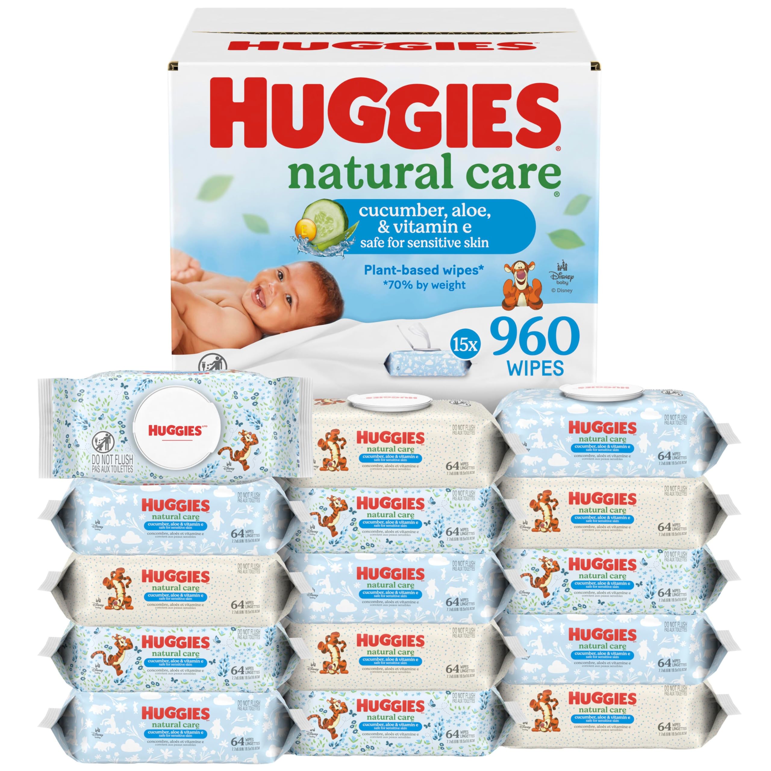 HUGGIES front packaging showing 15-pack convenience and brand