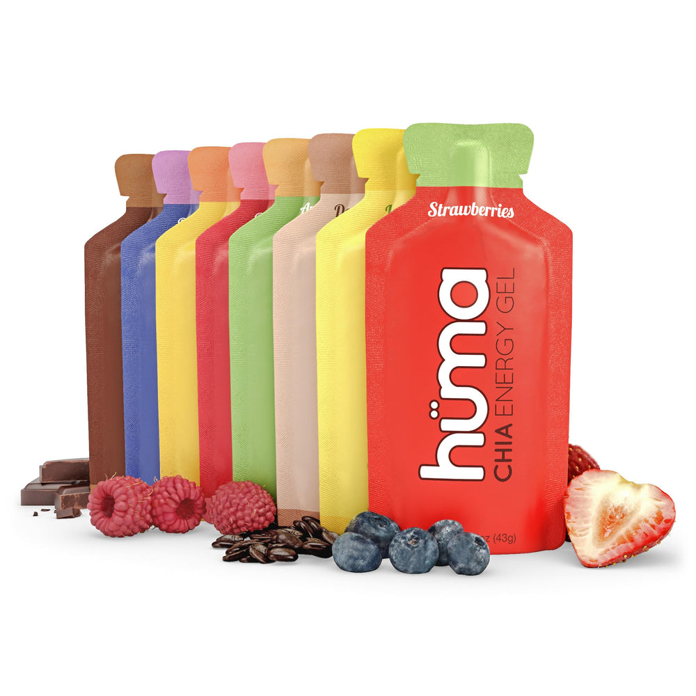 HÜMA CHIA ENERGY GEL front packaging showing variety pack benefits