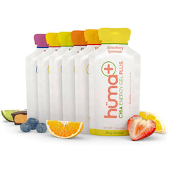 HÜMA CHIA ENERGY GEL front packaging showing variety pack and benefits