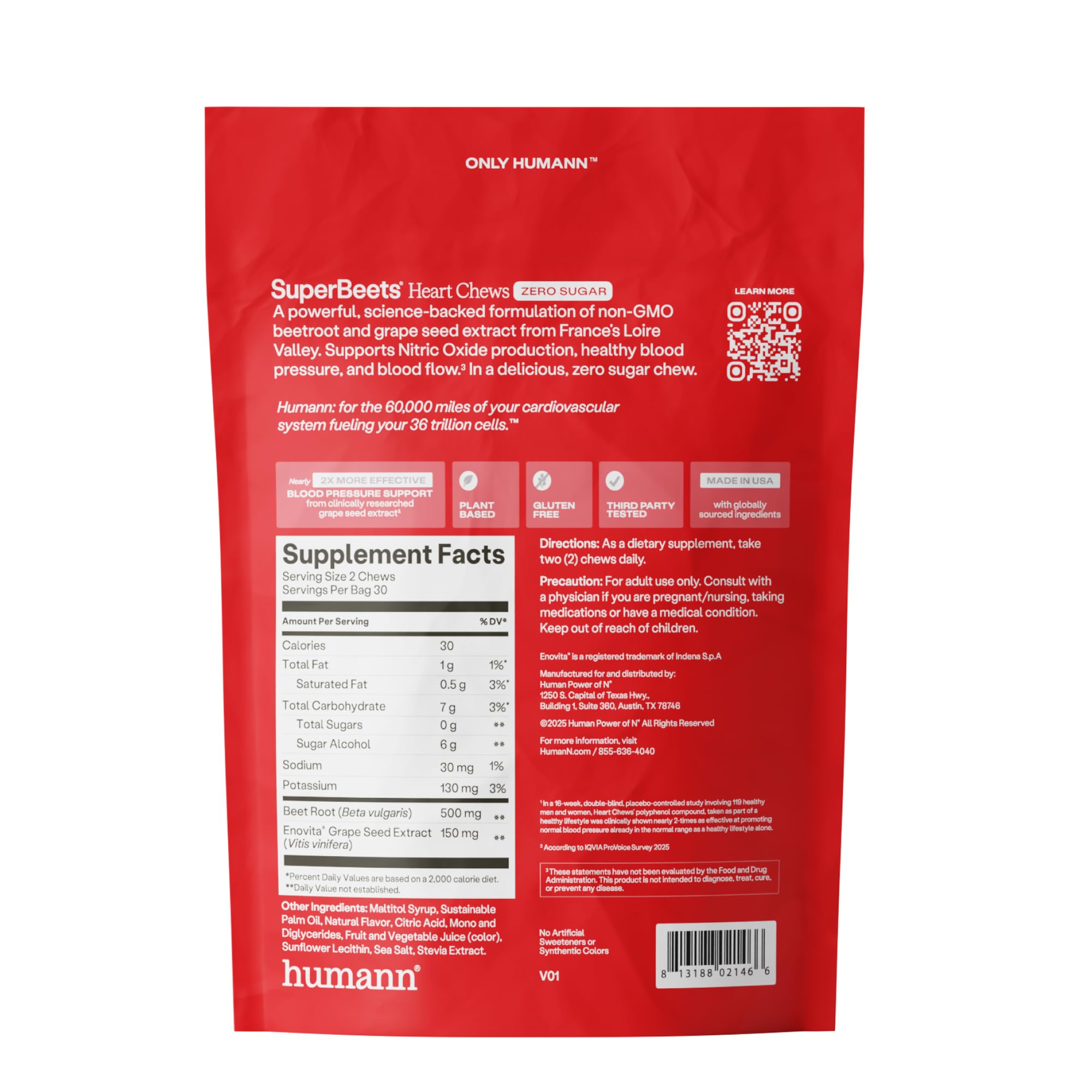 HumanN pomegranate berry chews arranged on counter showing flavor and zero-sugar option