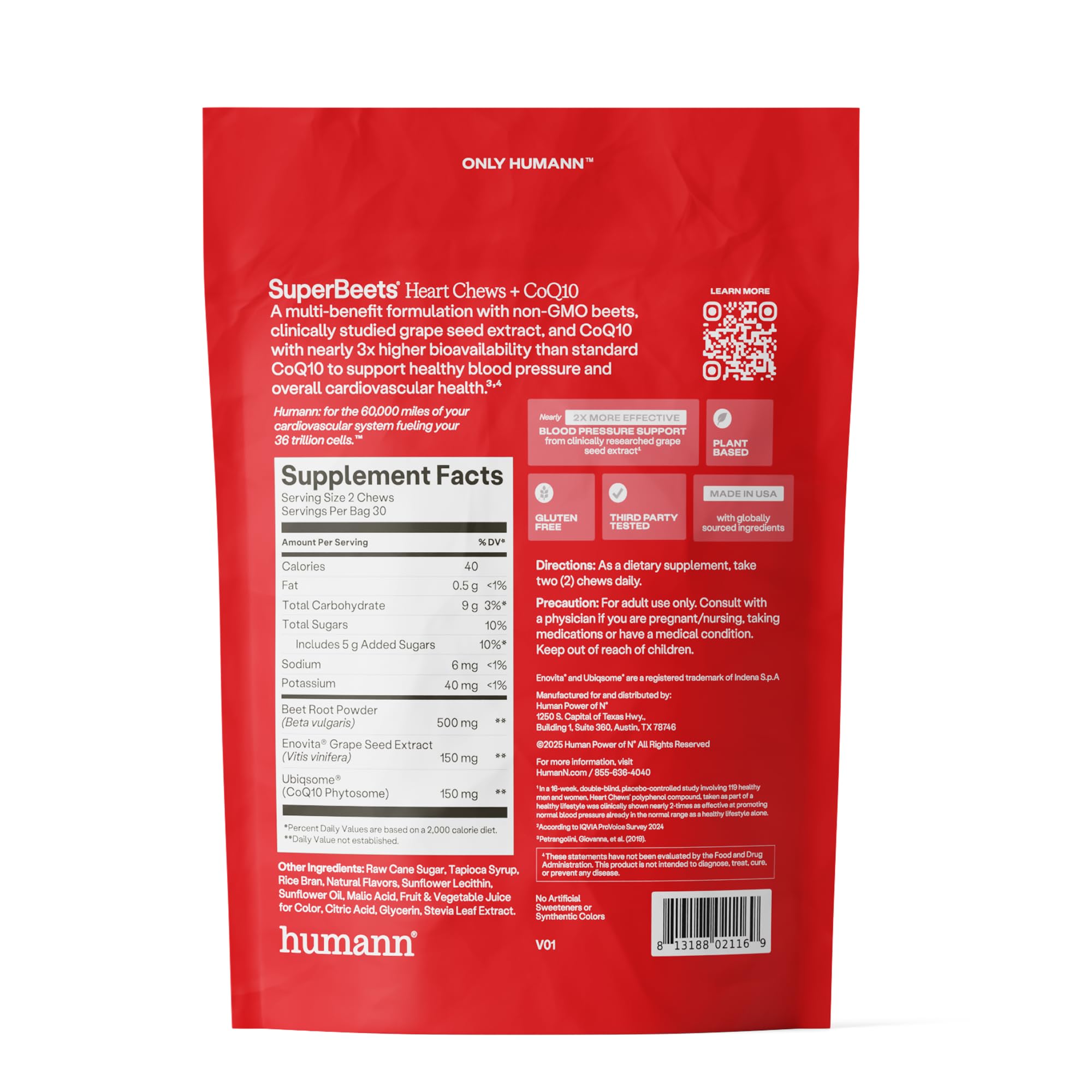HumanN chews packed for travel showing portable heart‑support option