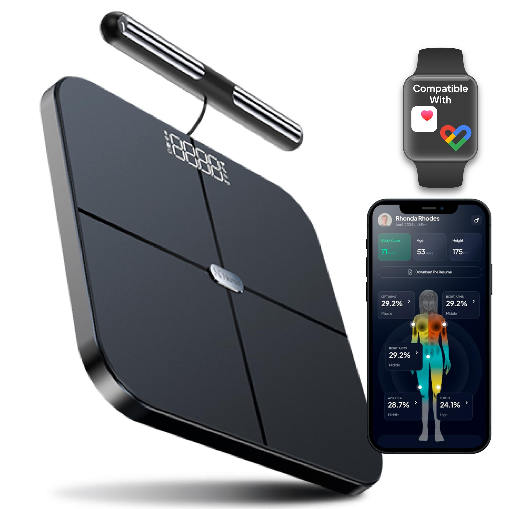 Hume Health Body Pod front view showing sleek scale and clinical design for precise tracking