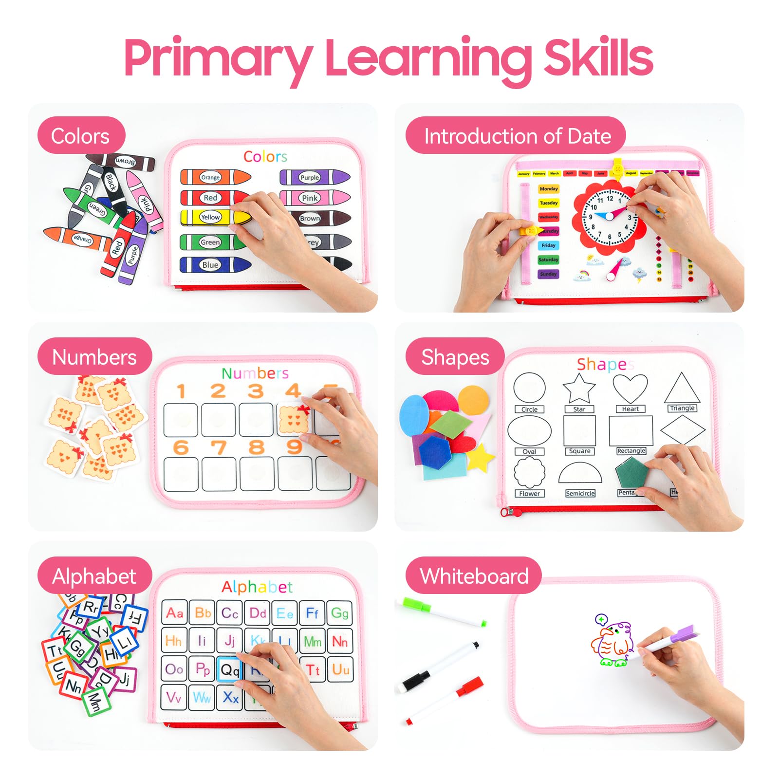 HumorPlay toddler using busy book at a table promoting quiet independent play and fine motor practice