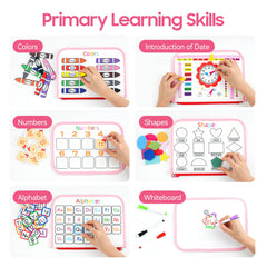 HumorPlay toddler using busy book at a table promoting quiet independent play and fine motor practice