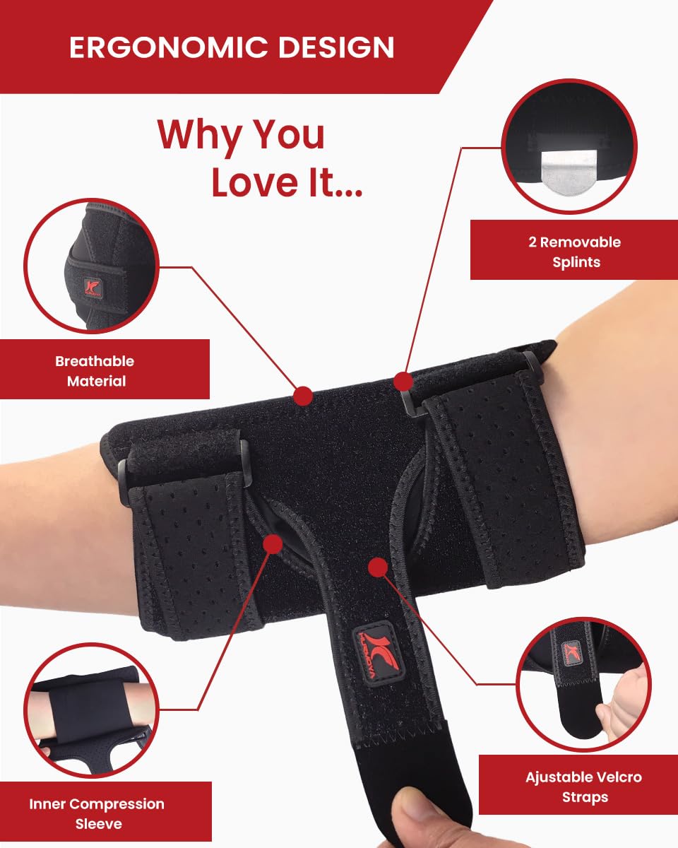 Hurmoya elbow brace worn during sleep demonstrating nighttime stabilization