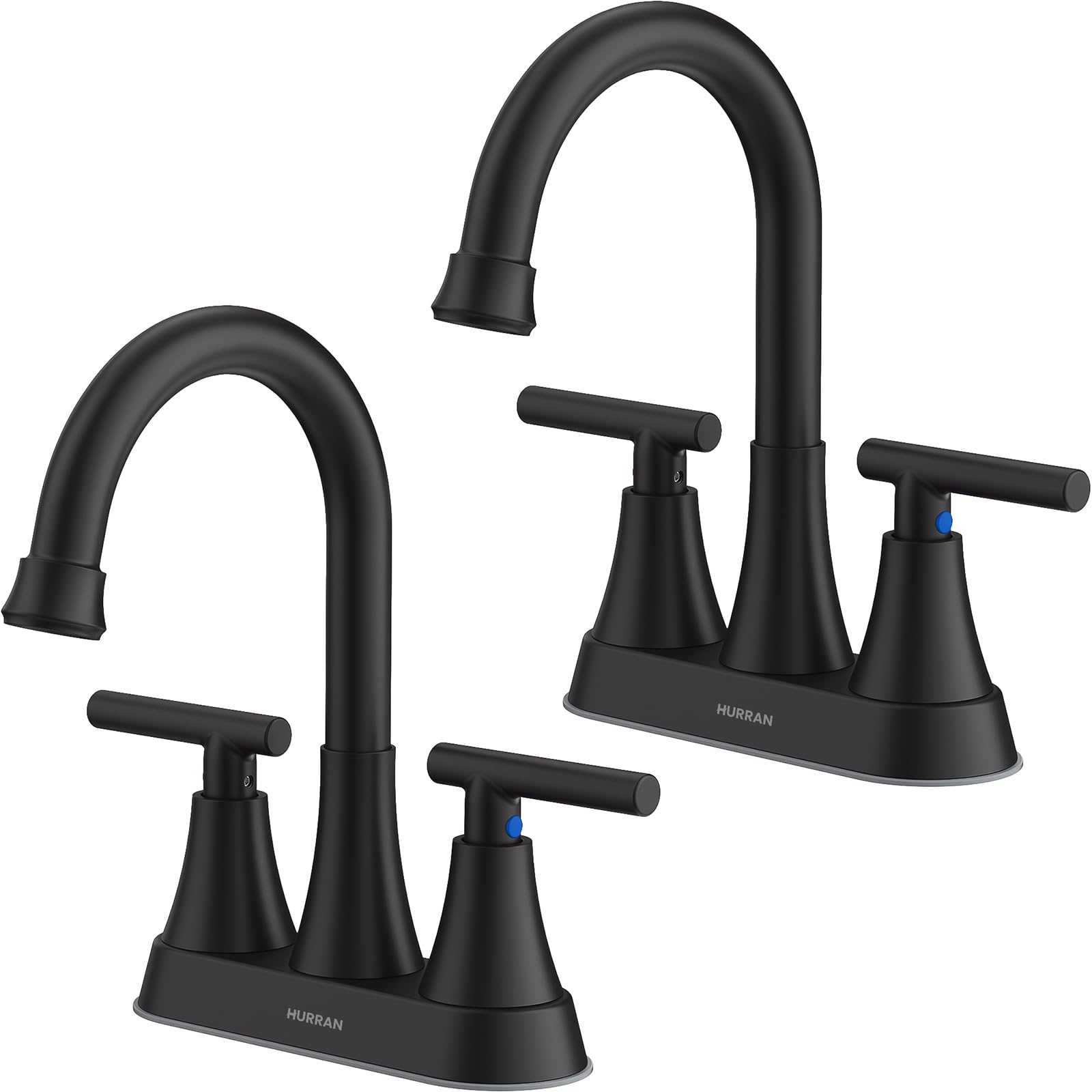 Hurran matte black faucet front view highlighting modern finish and clean lines