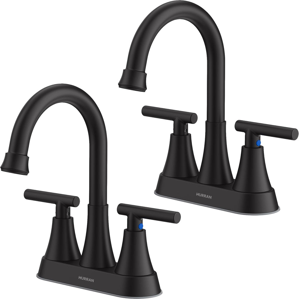 Hurran matte black faucet front view highlighting modern finish and clean lines