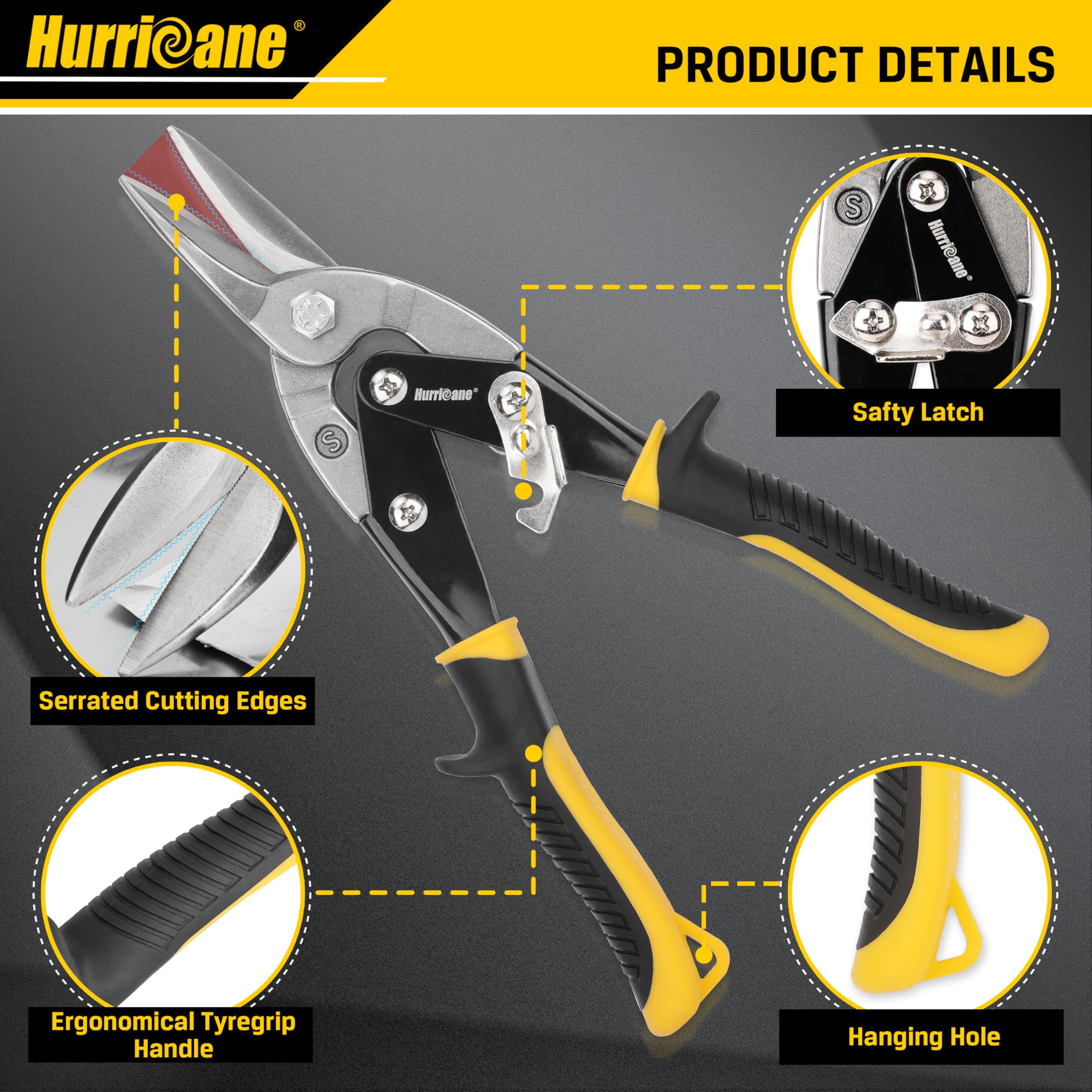 HURRICANE closeup of Cr-V serrated blades showing strong metal grip benefit